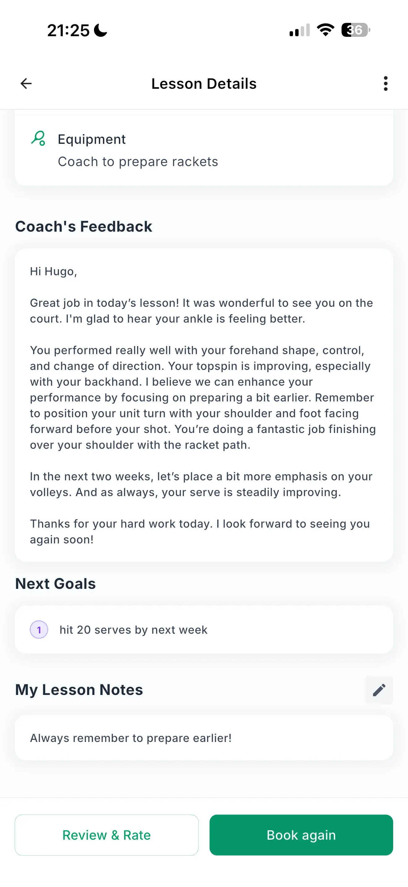 Feedback for Lesson